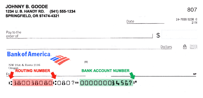 bank of america routing number